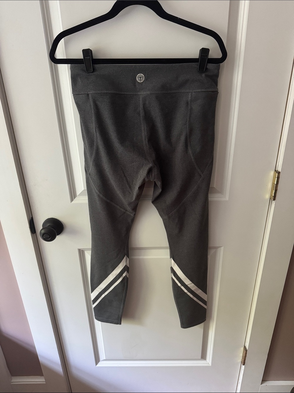 Tory Burch Charcoal Gray Leggings with White Stripe Detail - Picture 2 of 2